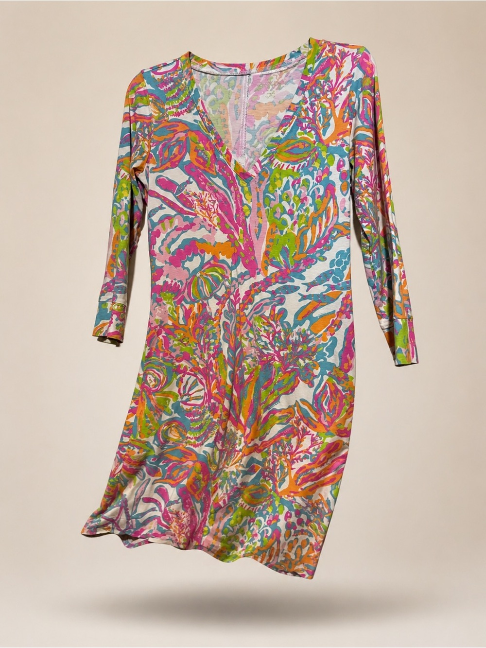 Lilly Pulitzer Multicolor Floral V-Neck Long Sleeve Dress